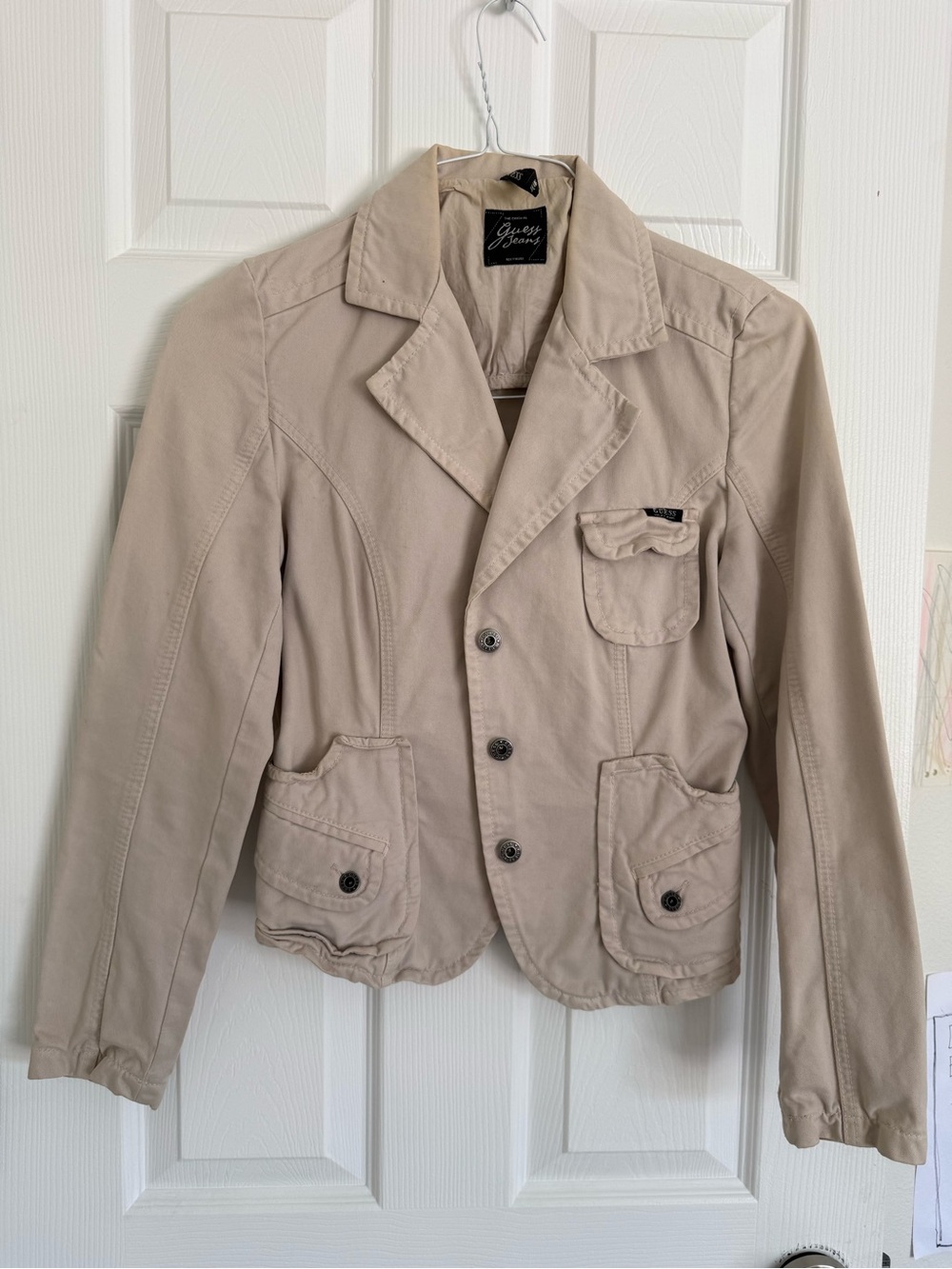 Guess Beige Women's Cotton Blazer Jacket